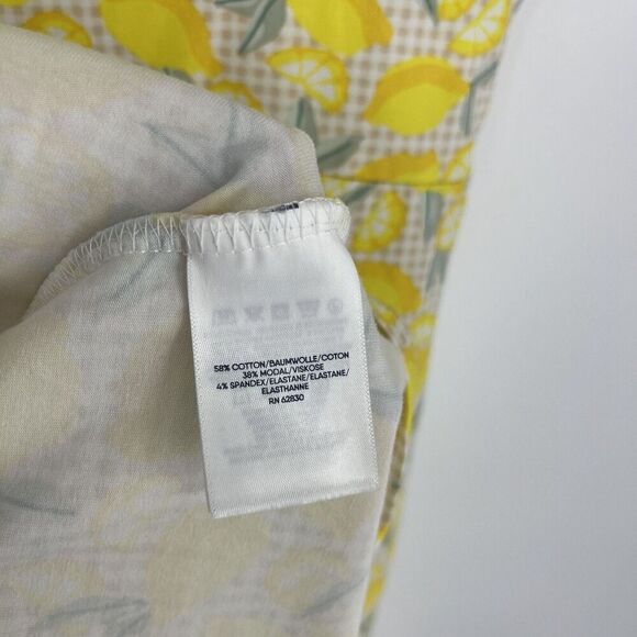Lands End Dress Size Medium 10 Petite Womens Yellow Lemon Print Sleeveless Wrap - Picture 9 of 11
